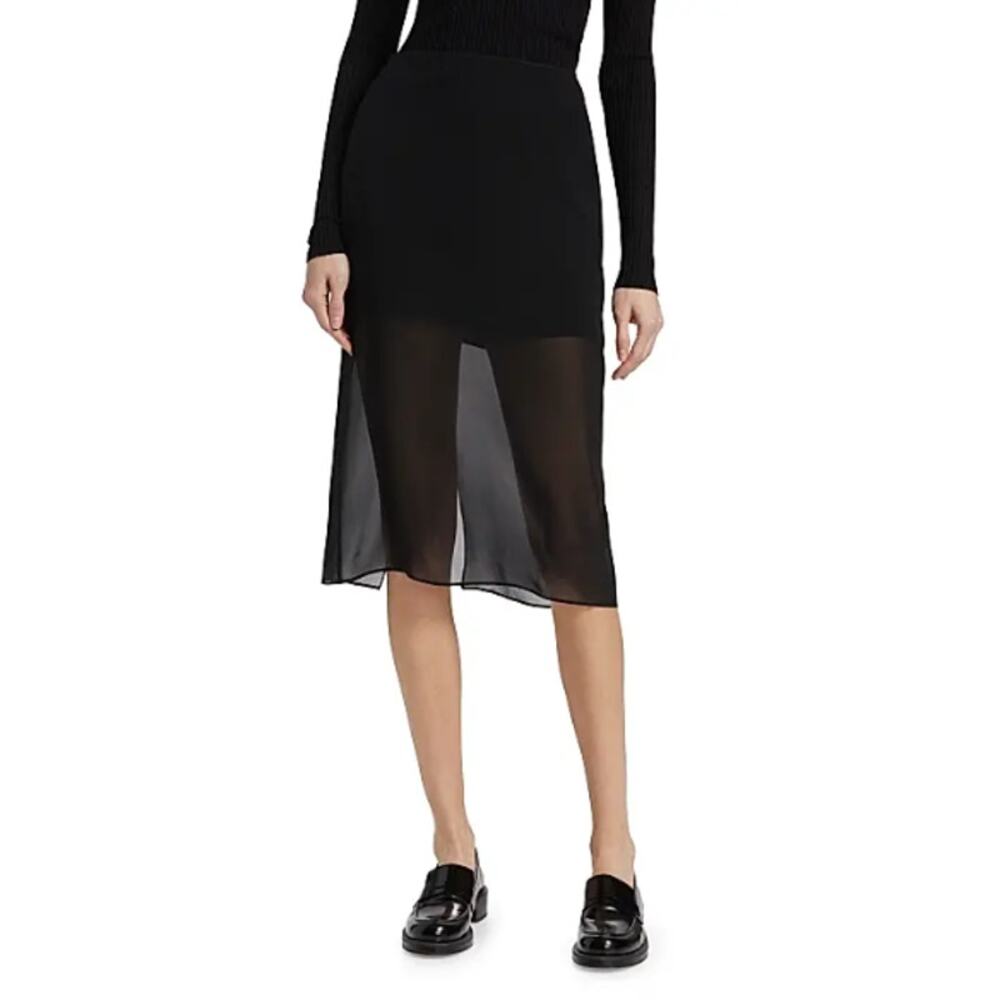 Vince Black Sheer Overlay Mini Skirt